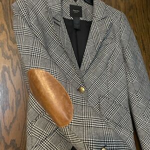 Smythe Les Vestes Plaid Blazer with Leather Elbow Patches
